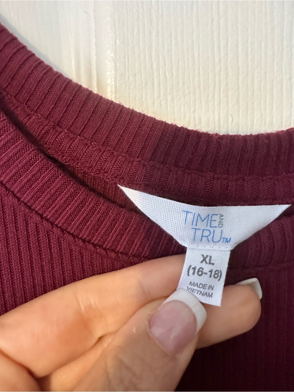 Time and Tru Ribbed Short-Sleeve Maxi Dress in Burgundy - Picture 2 of 3